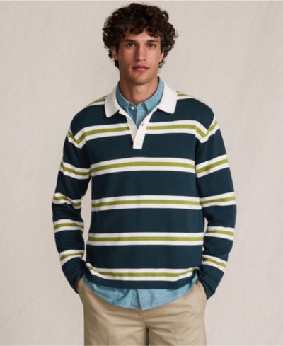 Мужской хлопковый джемпер-поло Lands' End Long Sleeve Cotton Rugby