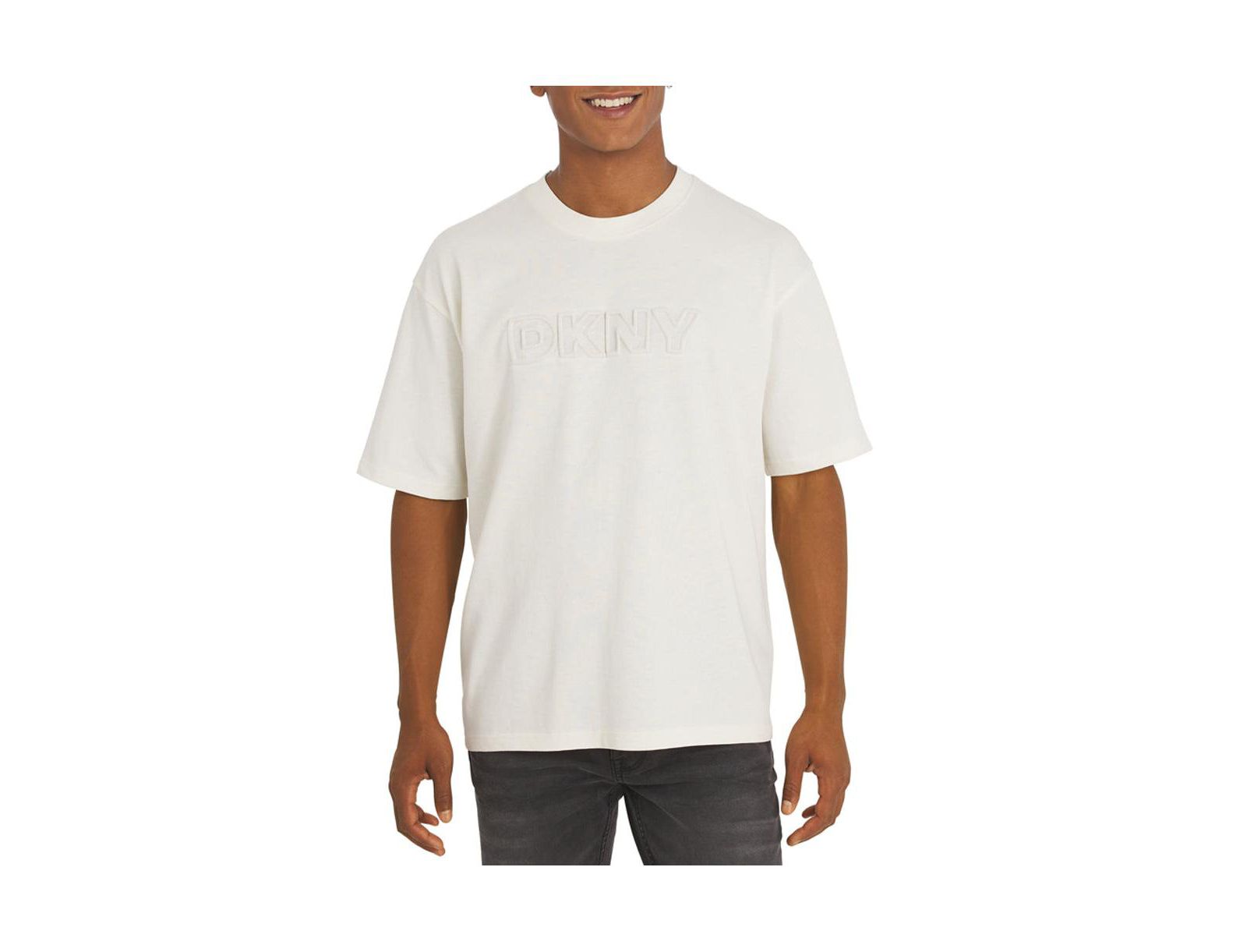 DKNY Men's Logo Embossed Cotton Jersey Tee