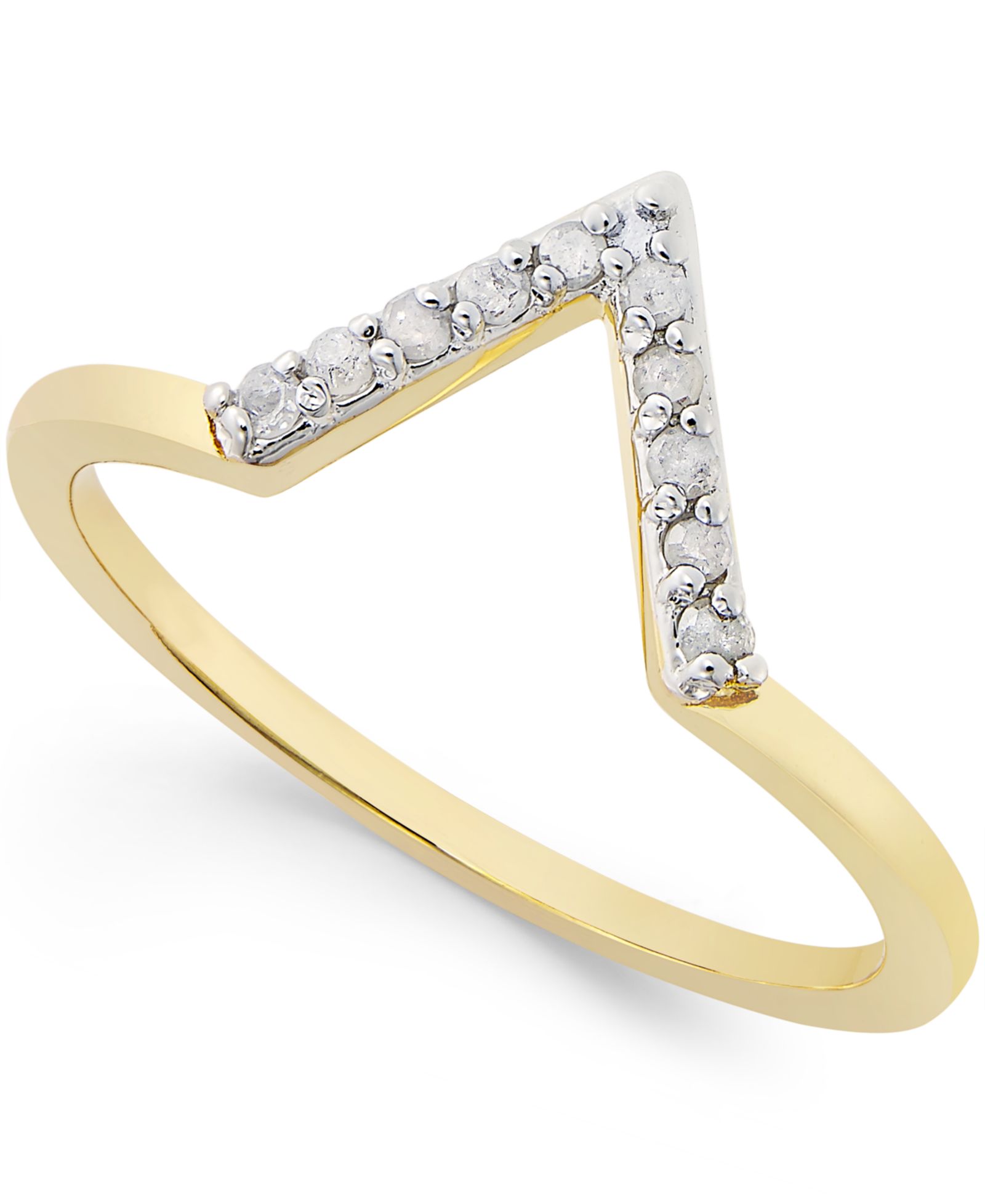 Diamond V Ring (1/10 ct. t.w.) в Sterling Silver или 18k Gold-Plated Sterling Silver