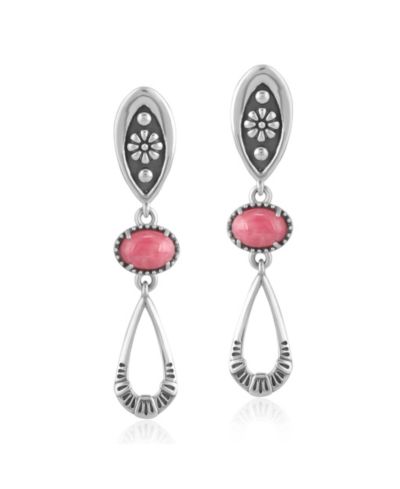 Серьги American West Jewelry Sterling Rhodonite Teardrop Double Loop с драгоценным камнем