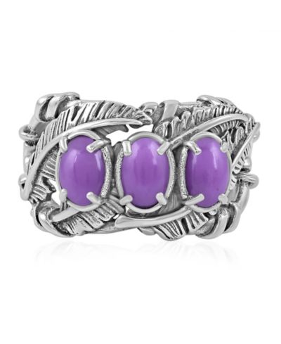 Кольцо American West Jewelry Sterling Phosphosiderite с тремя камнями и пером, размер 7