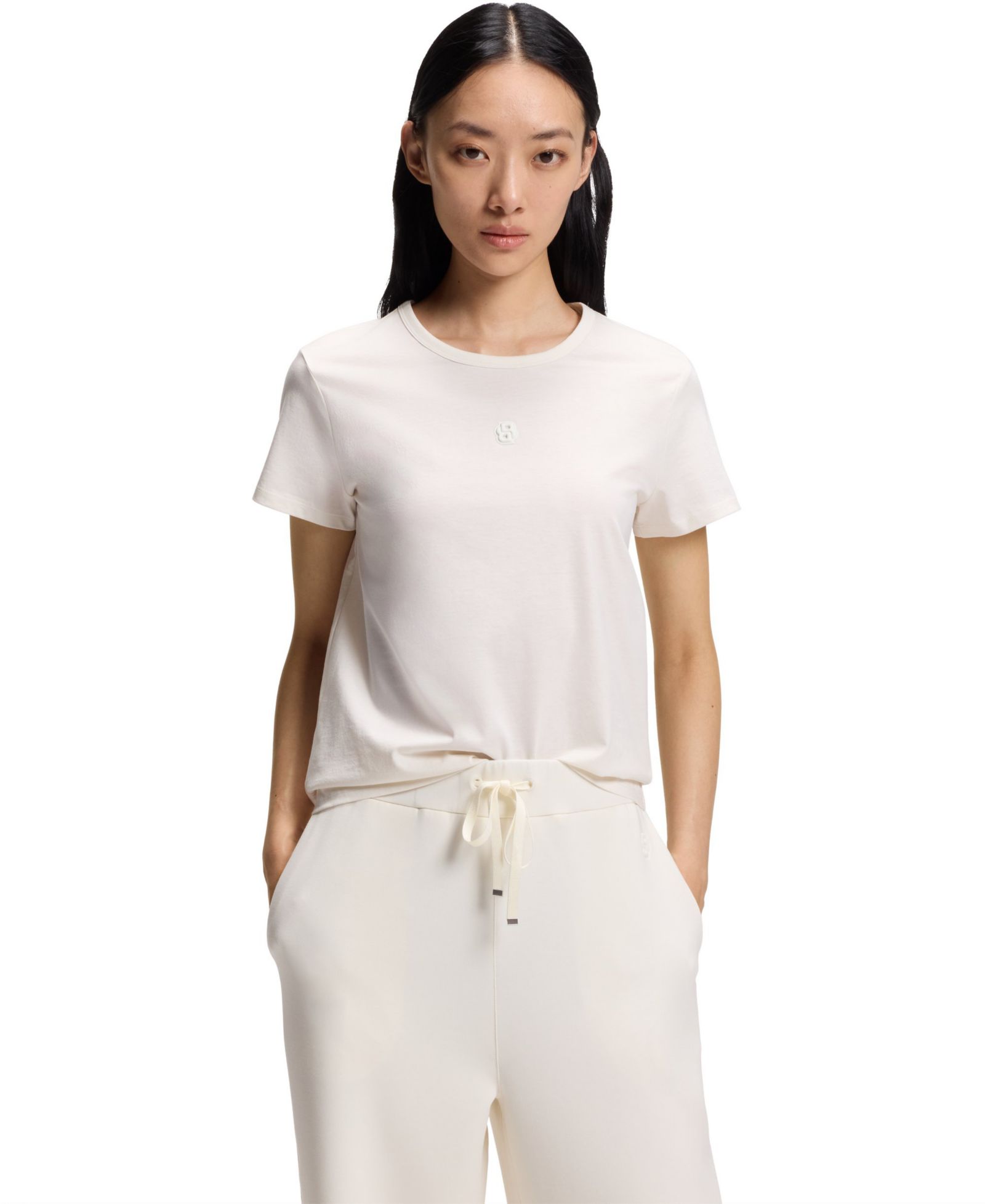 Женская хлопковая футболка BOSS by Hugo Boss Mercerized Cotton Regular-Fit