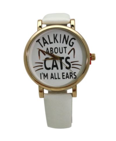 Olivia Pratt часы с кожаным ремешком WHITE TALKING ABOUT CATS