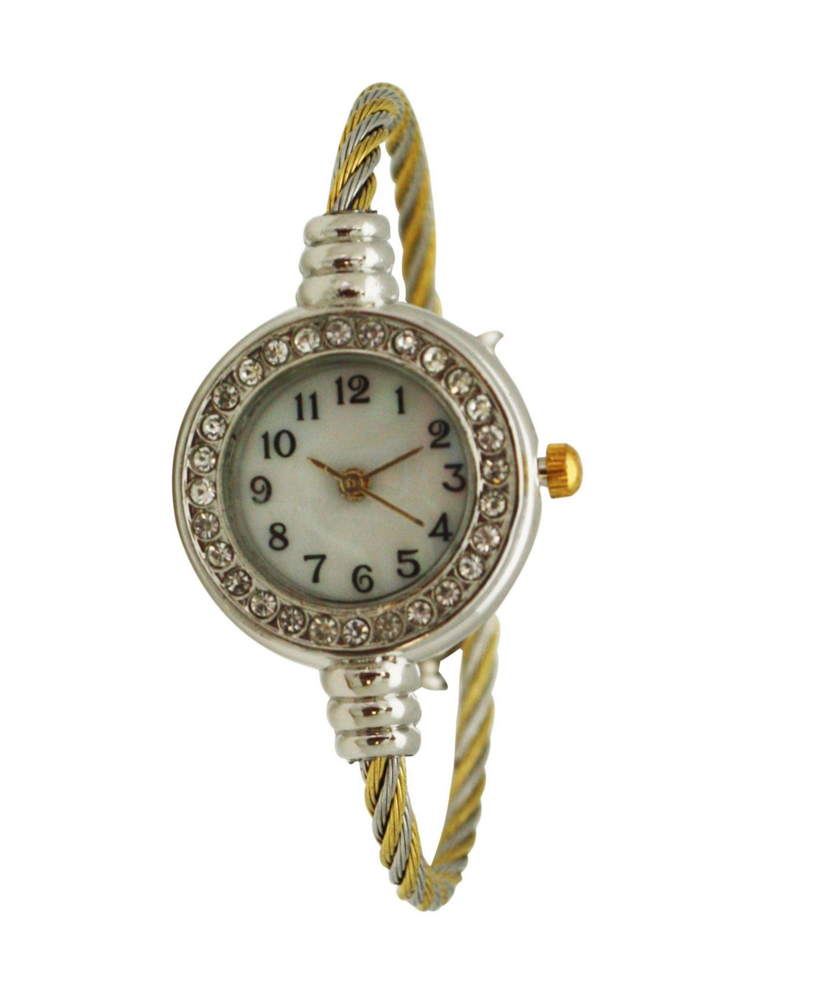 Twotone Petite Twisted Bangle Bracelet Watch