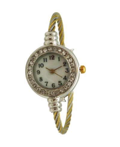 Twotone Petite Twisted Bangle Bracelet Watch