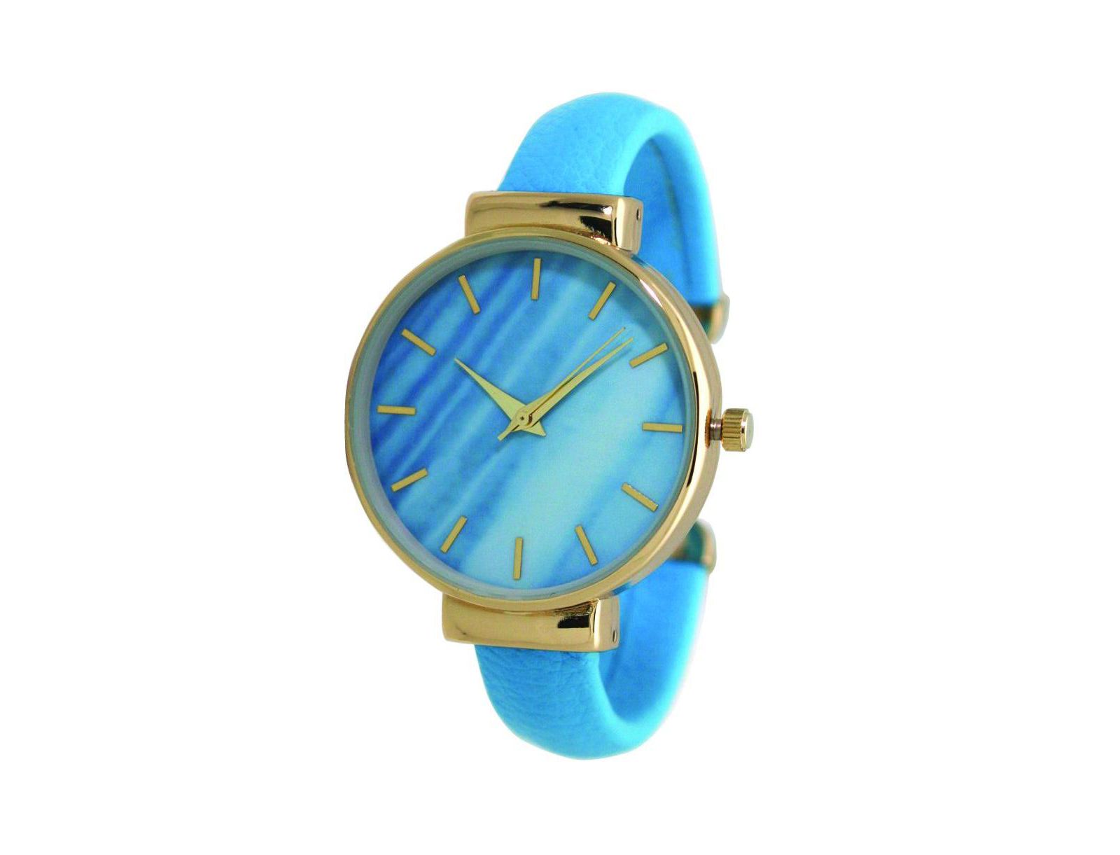 Olivia Pratt Leather Bangle Fashion Watch With Gradient Face - Turquoise