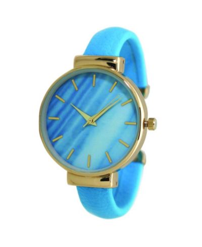 Olivia Pratt Leather Bangle Fashion Watch With Gradient Face - Turquoise