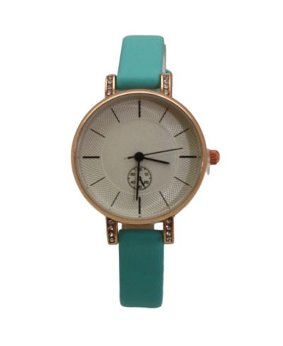 Light Blue Faux Leather Small Face Chronograph Women Watch