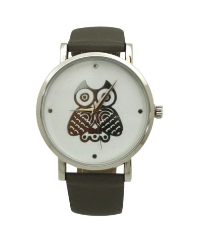 Olivia Pratt GREY OWL LEATHER STRAP WATCH