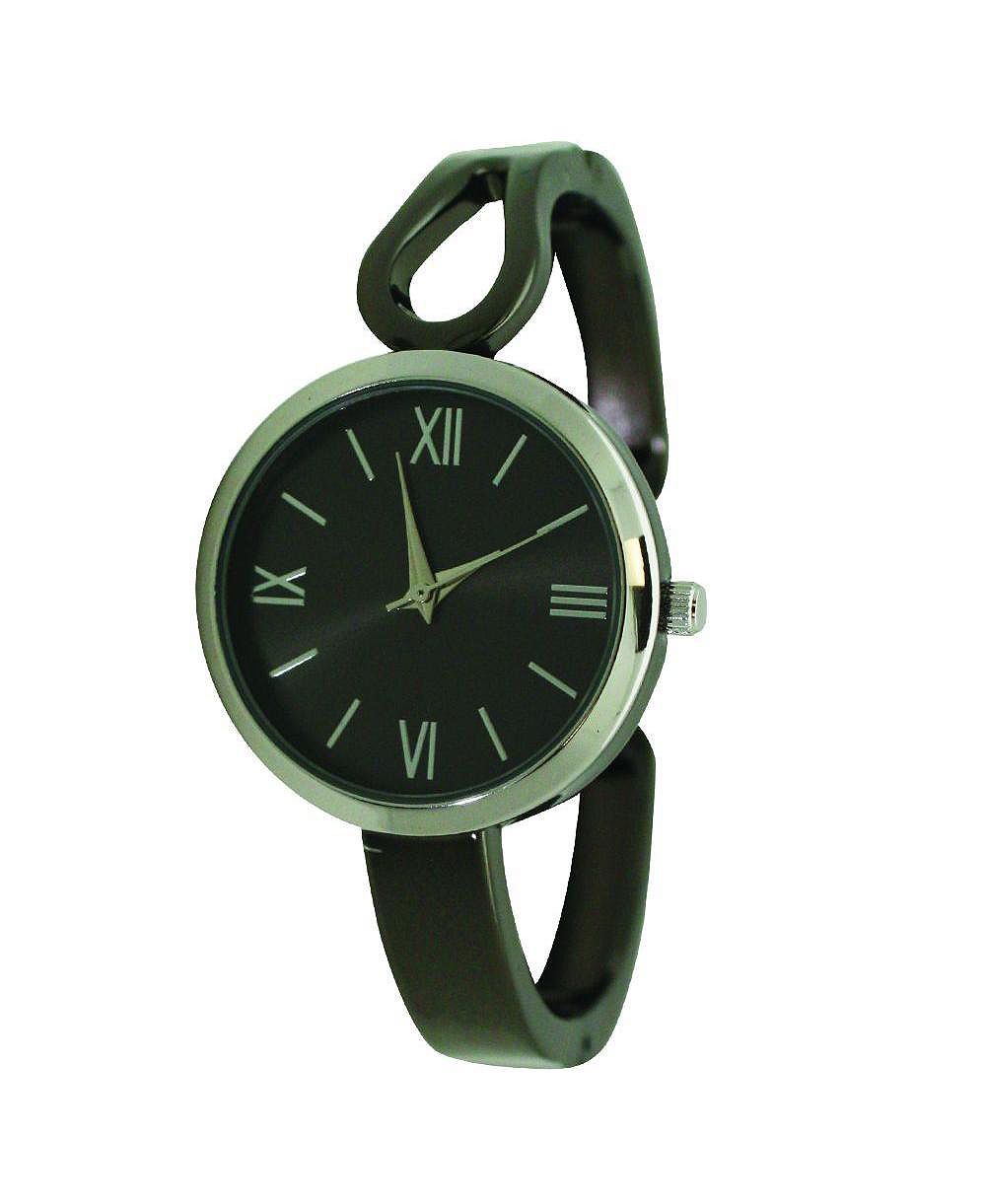 Olivia Pratt Gunmetal Silver Olivia Pratt Shape Every Day Two Tone Metal Bangle Watch