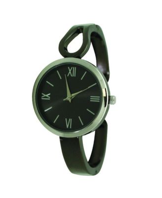 Olivia Pratt Gunmetal Silver Olivia Pratt Shape Every Day Two Tone Metal Bangle Watch