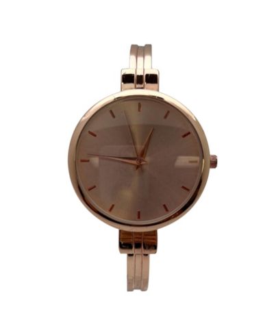 Olivia Pratt Rose Gold Big Face Minimalist Bezel Bangle Women Watch