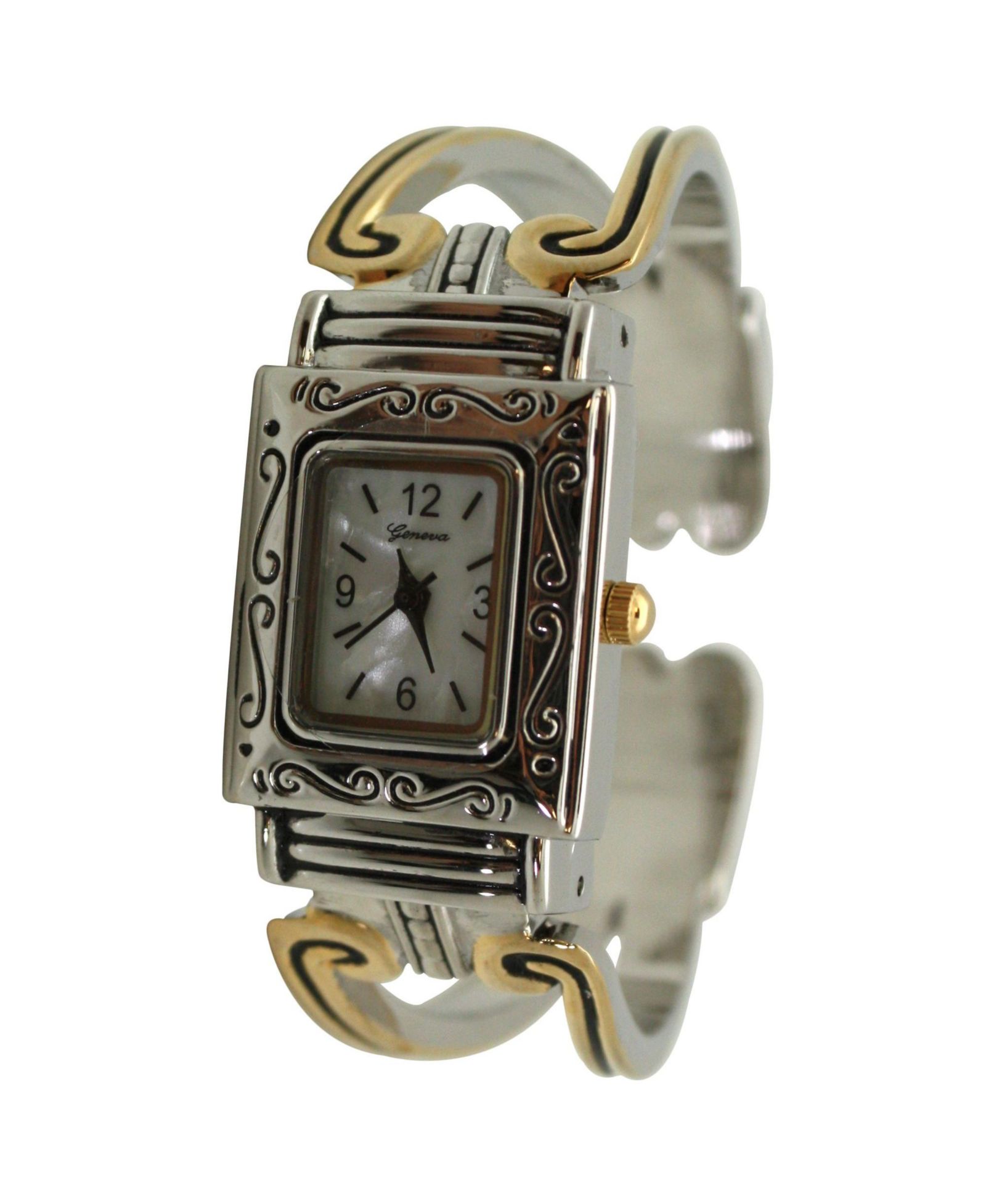 Olivia Pratt Two Tone Swirl Details Bangle Women Watch