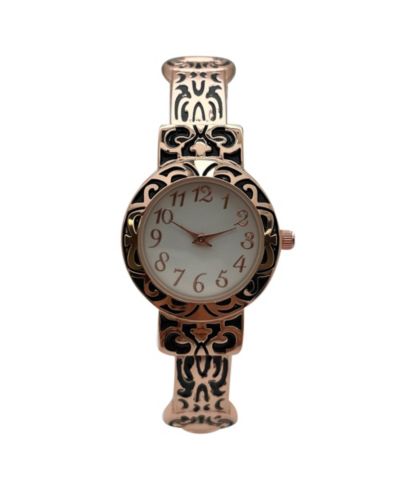 Olivia Pratt Metallic and Detailed Round Face Bangle Women Watch