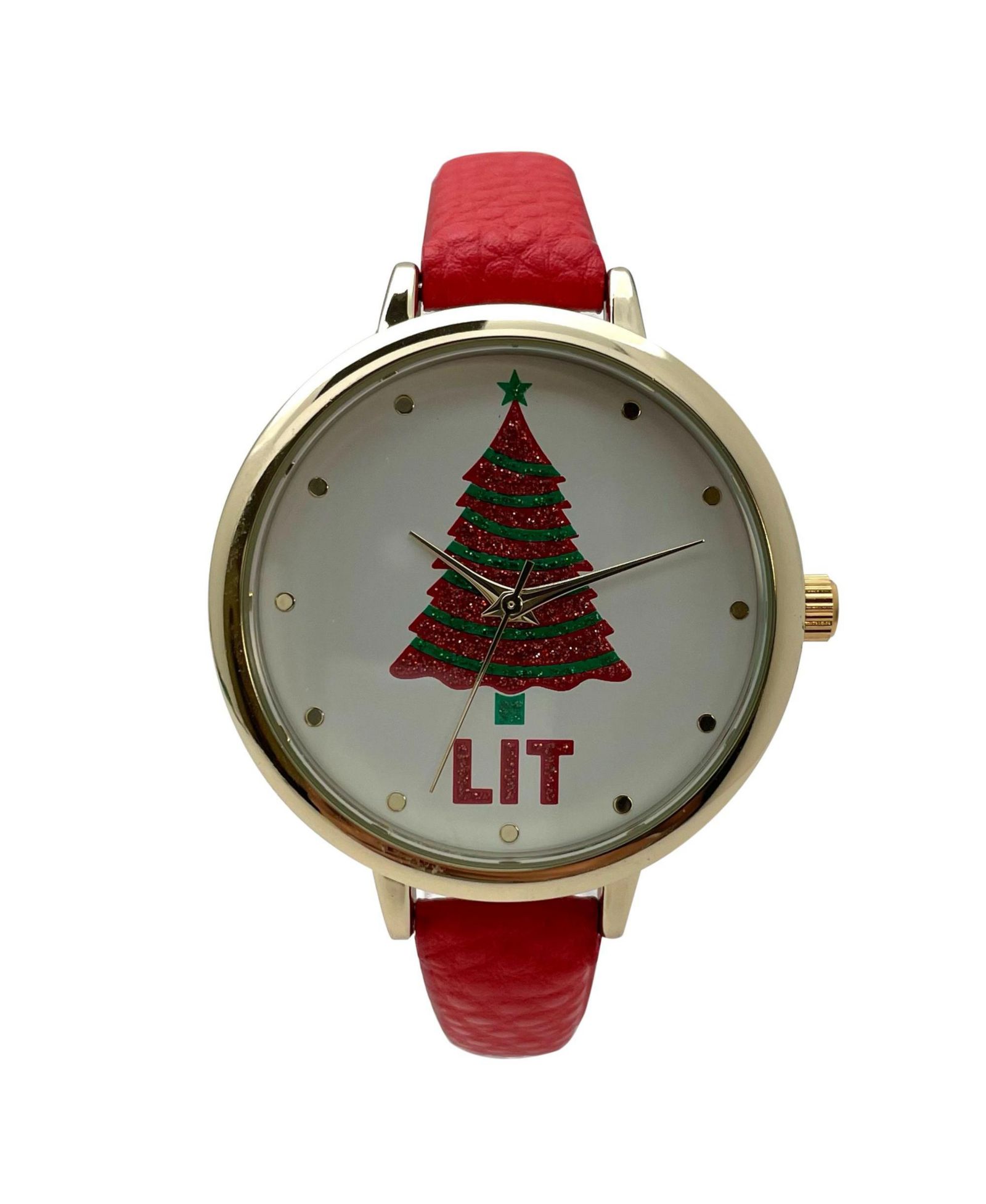 Женские часы Olivia Pratt Red Faux Leather Christmas