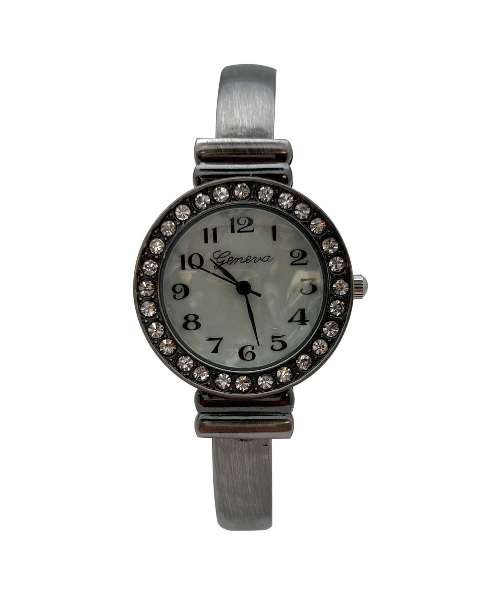 Olivia Pratt Gunmetal New Style Rhinestone Bezel Bangle Women Watch