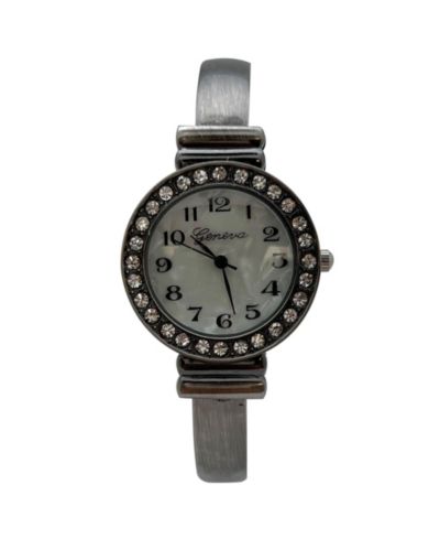 Olivia Pratt Gunmetal New Style Rhinestone Bezel Bangle Women Watch