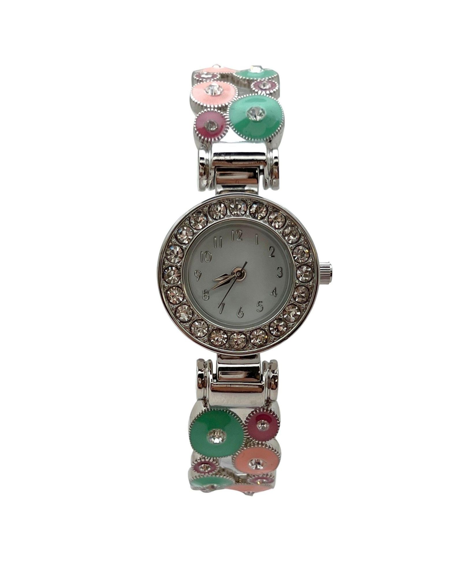 Женские наручные часы Olivia Pratt Pastels Silver Colorful Round Shapes Band Bangle