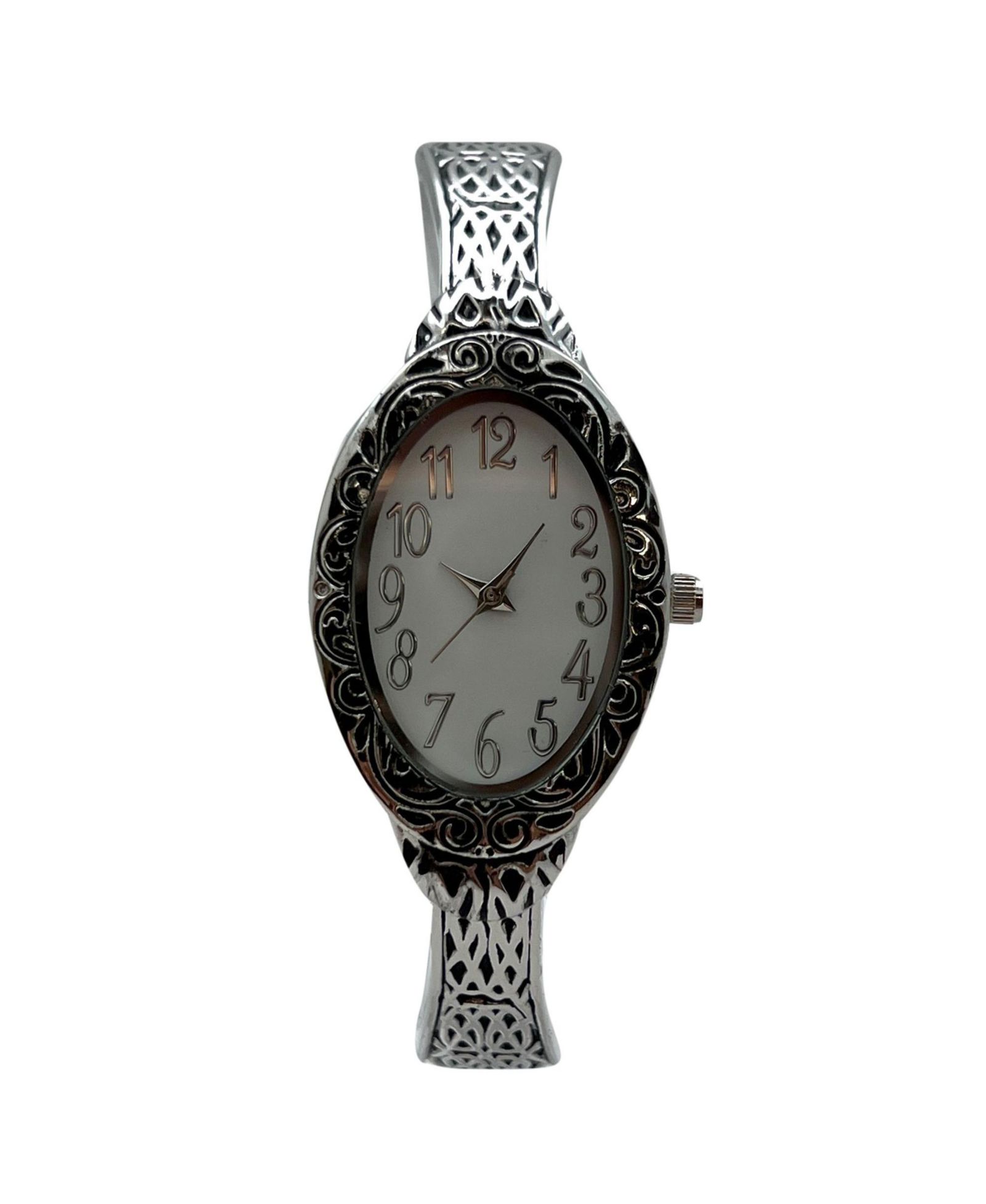 Olivia Pratt Silver Oval Face Elegant Textured Bangle Женские часы