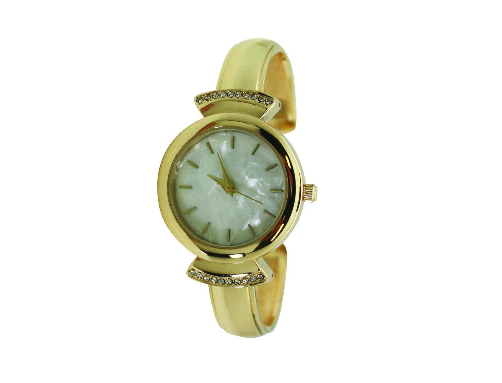 Olivia Pratt Gold Olivia Pratt Pearl Tone Face Metal Bangle Watch