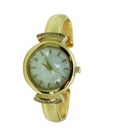Женские наручные часы Olivia Pratt Gold Pearl Tone Face Metal Bangle