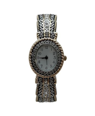 Olivia Pratt Two Tone New Elegant Textured Bangle Women Watch
