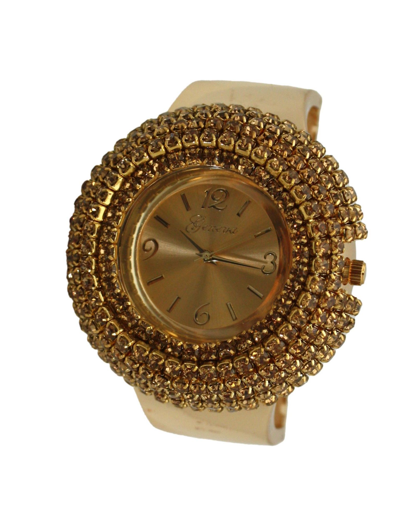 Olivia Pratt Gold Sparkle Rhinestones Chunky Bangle Women Watch