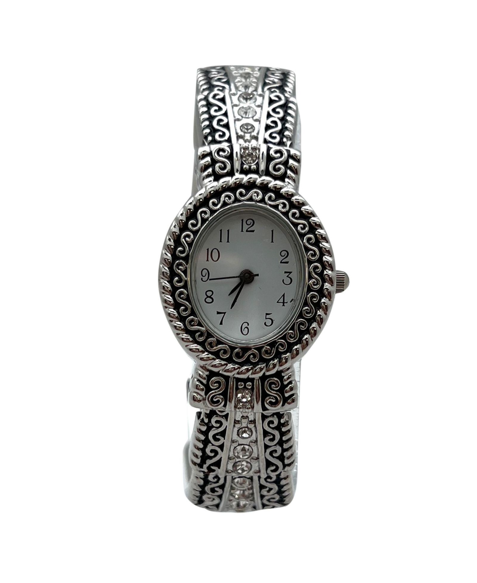 Olivia Pratt Silver New Elegant Textured Bangle Women Watch