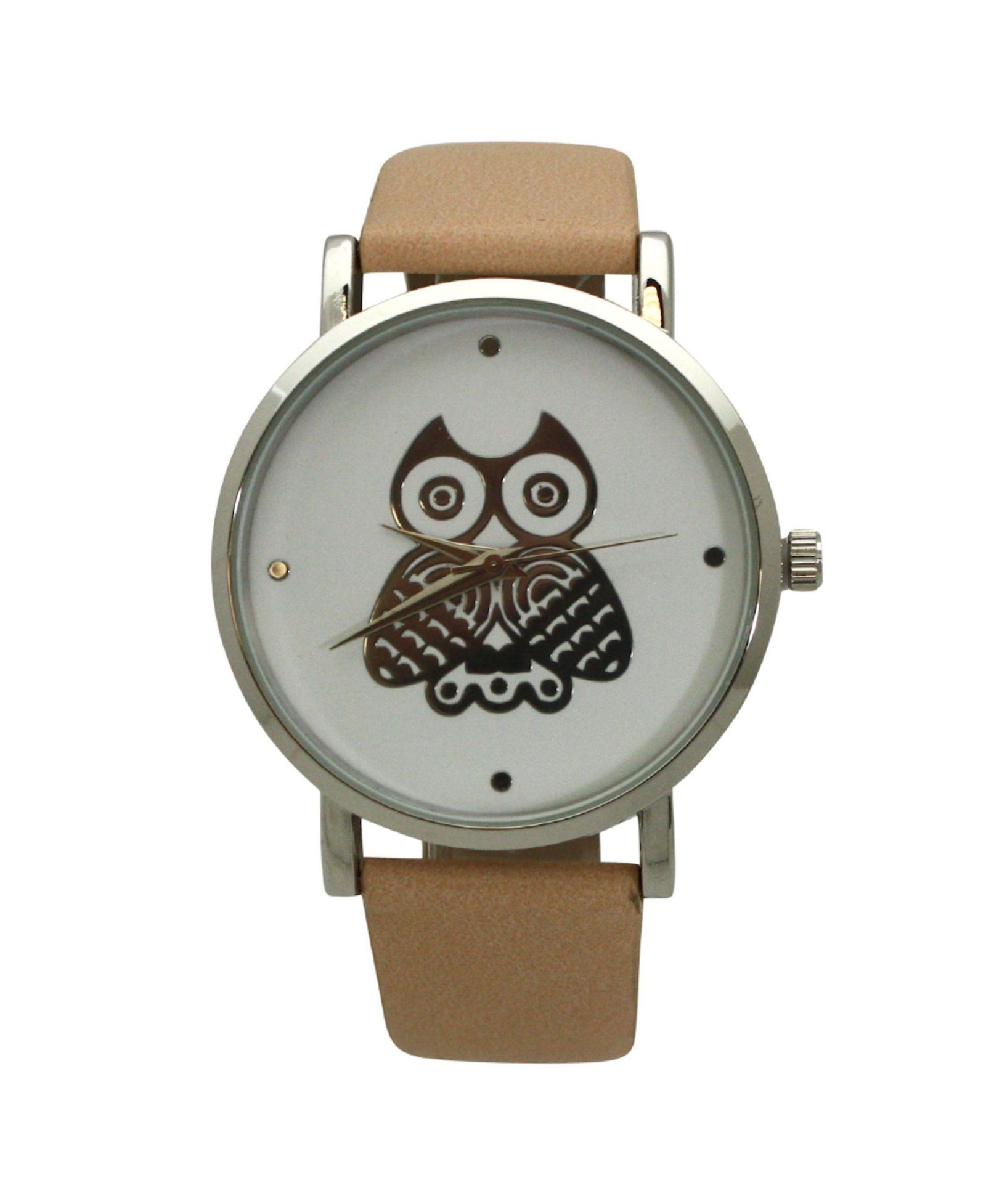 Часы Olivia Pratt CREAM OWL LEATHER STRAP WATCH