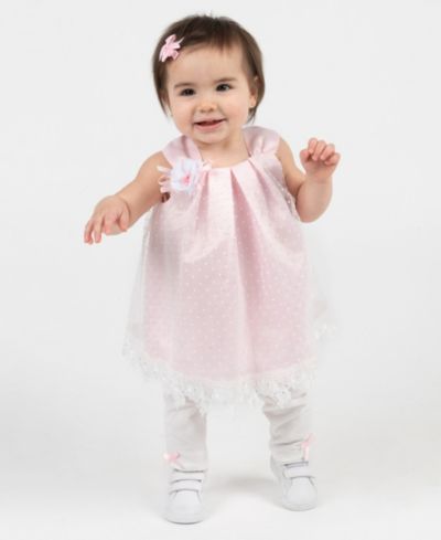 Детский комплект из 2 предметов Rare Editions Baby Girls' Clip Dot Round Neck Mesh Top and Knit Leggings