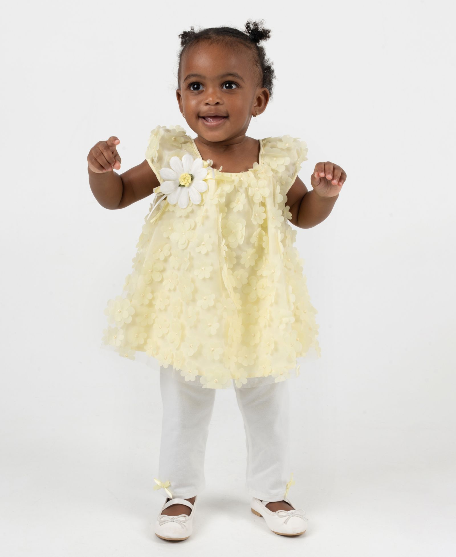 Rare Editions Baby Girls' 3D Flower Sequin Top and Knit Leggings, 2-Piece Set