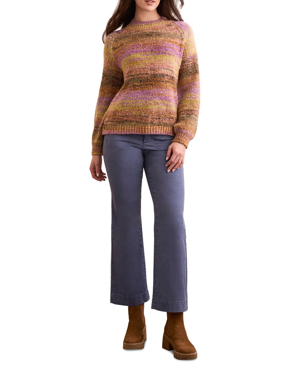 TRIBAL Women's Boucle Yarn Mock Neck Puff Sleeve Sweater