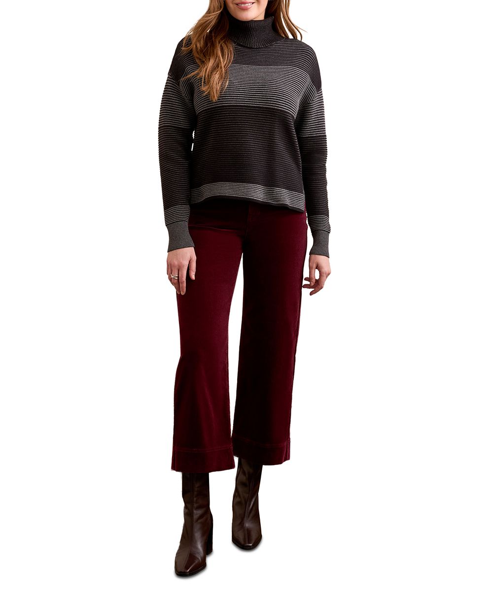 TRIBAL Women's Two Tone Turtleneck High Low Sweater