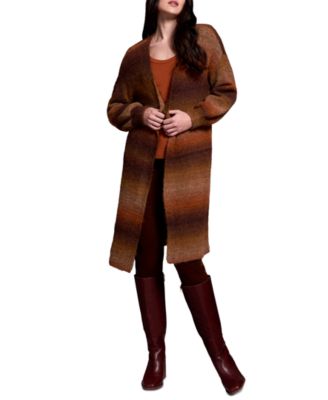TRIBAL Women's Boucle Space Dye Puff Sleeve Long Cardigan
