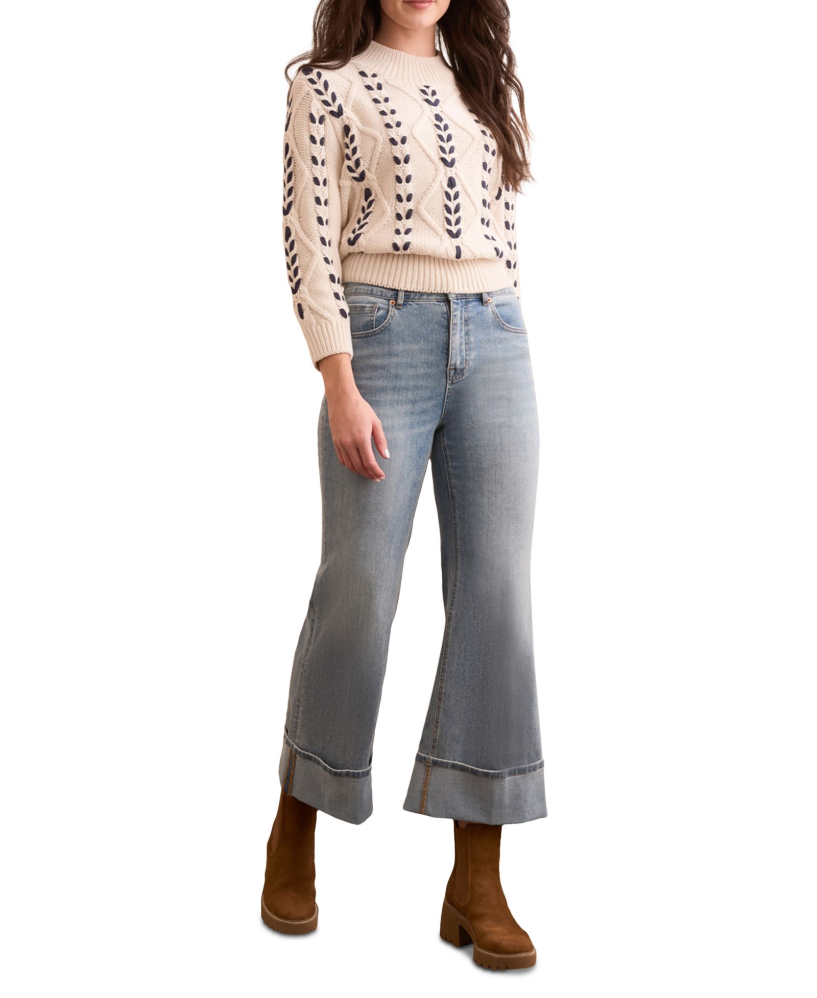 Женские джинсы TRIBAL Brooke Cuffed Palazzo