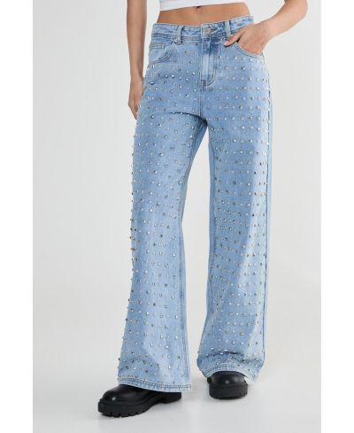 Nasty Gal Женские джинсы Slim Straight Leg Denim Jeans с заклепками