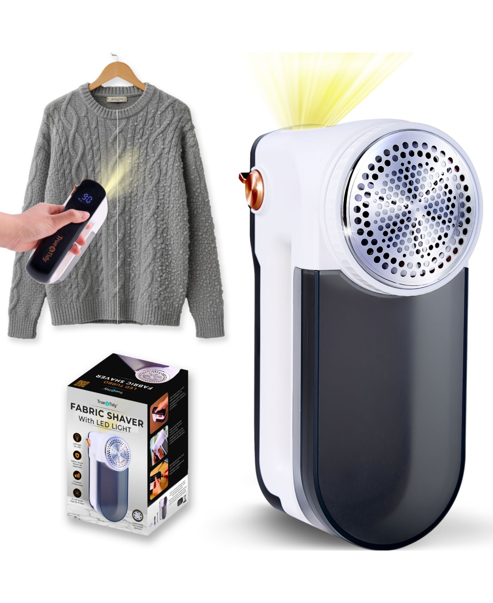 True & Tidy LED Turbo Fabric Shaver with LED Headlight