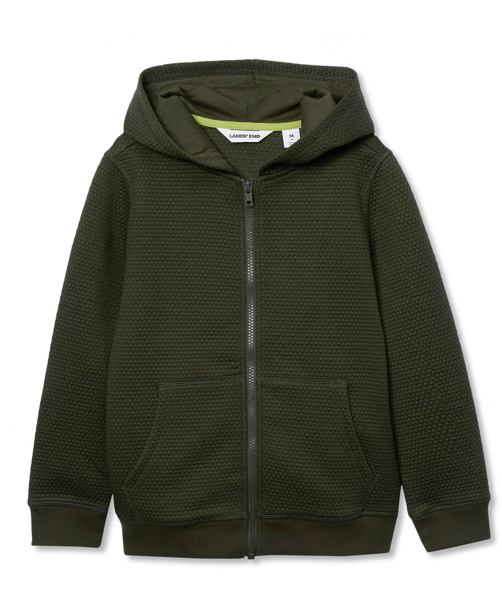 Lands' End Boys Texture Knit Zip Up Hoodie