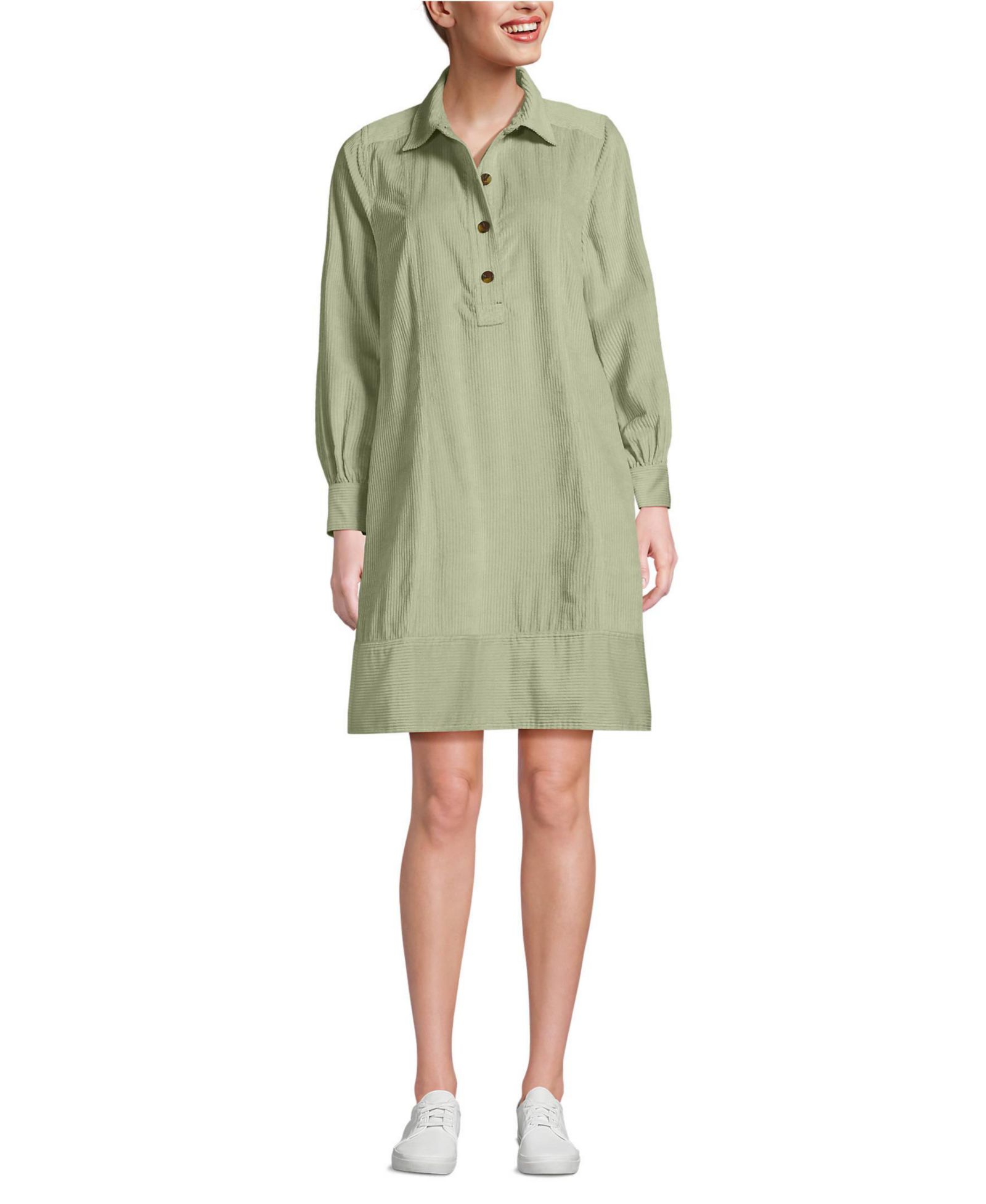Женское платье-рубашка Lands' End Wide Wale Cord Popover с длинным рукавом