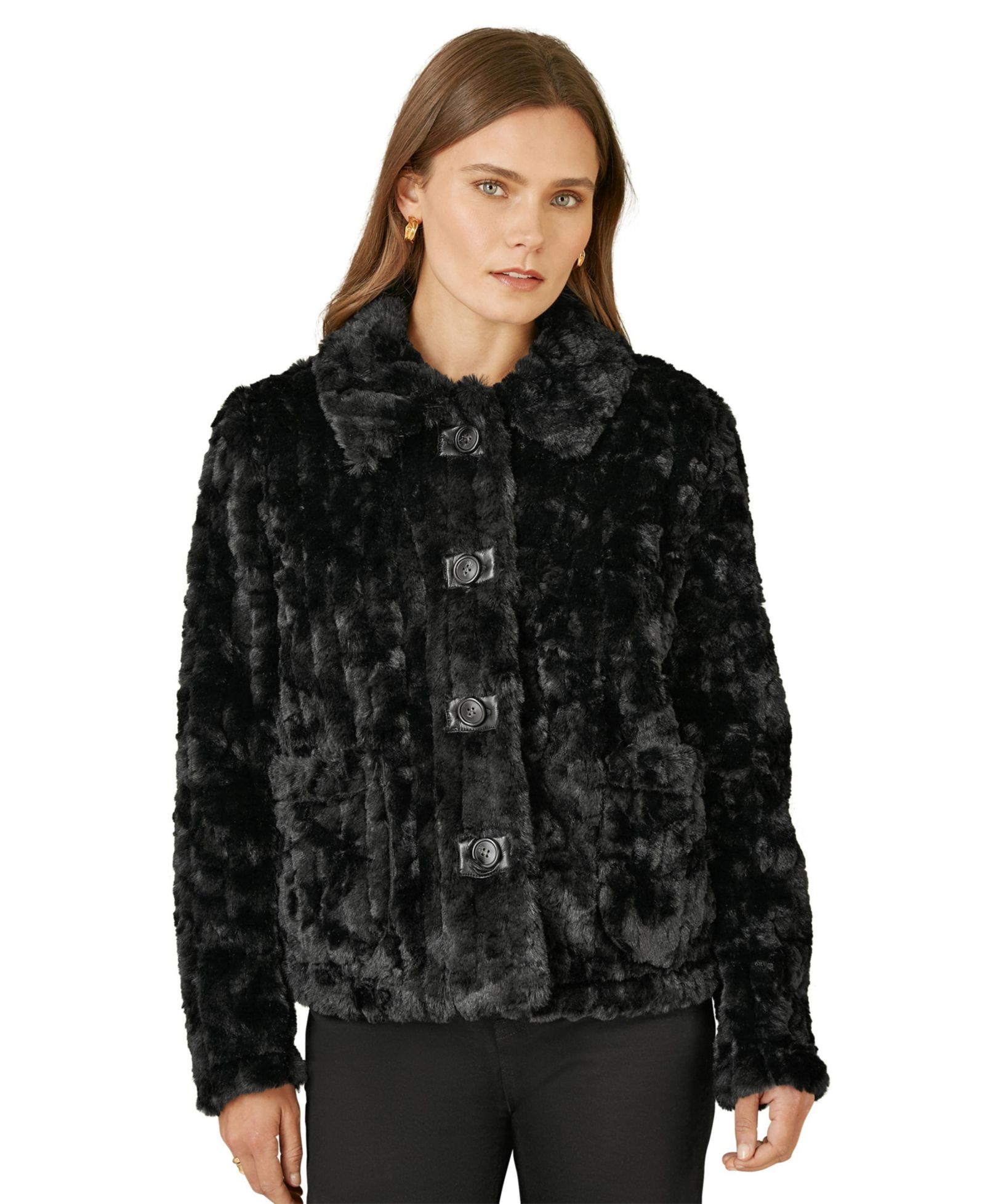 Женский жакет Yumi Textured Faux Fur Jacket