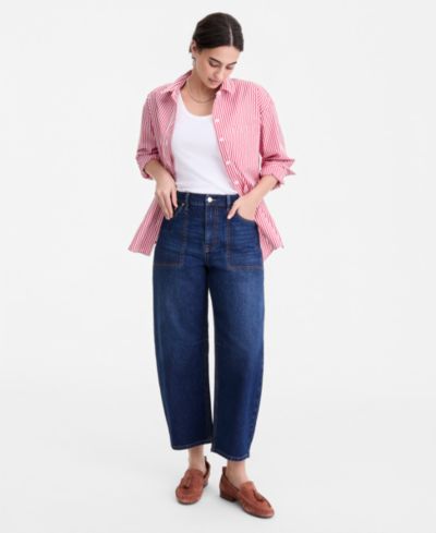 On 34th Women's Utility-Pocket Cropped Barrel-Leg Jeans, Macy's Exclusive