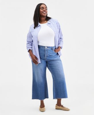 Женские джинсы On 34th Plus Size Alexis Wide-Leg Frayed-Hem