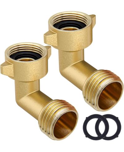 TWINKLE STAR Garden Hose Elbow Connector Brass Heavy Duty 2-Pack