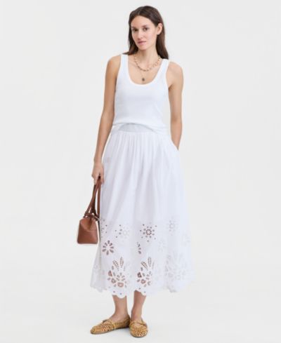 Женская миди-юбка On 34th Cotton Solid Eyelet