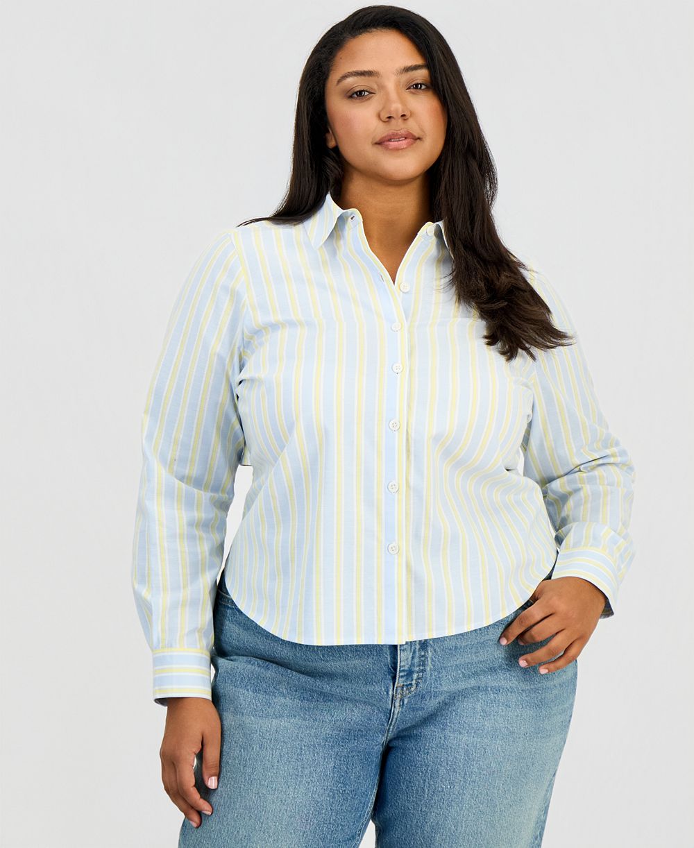On 34th Trendy Plus Size Tie-Back Button-Front Shirt, Macy's Exclusive