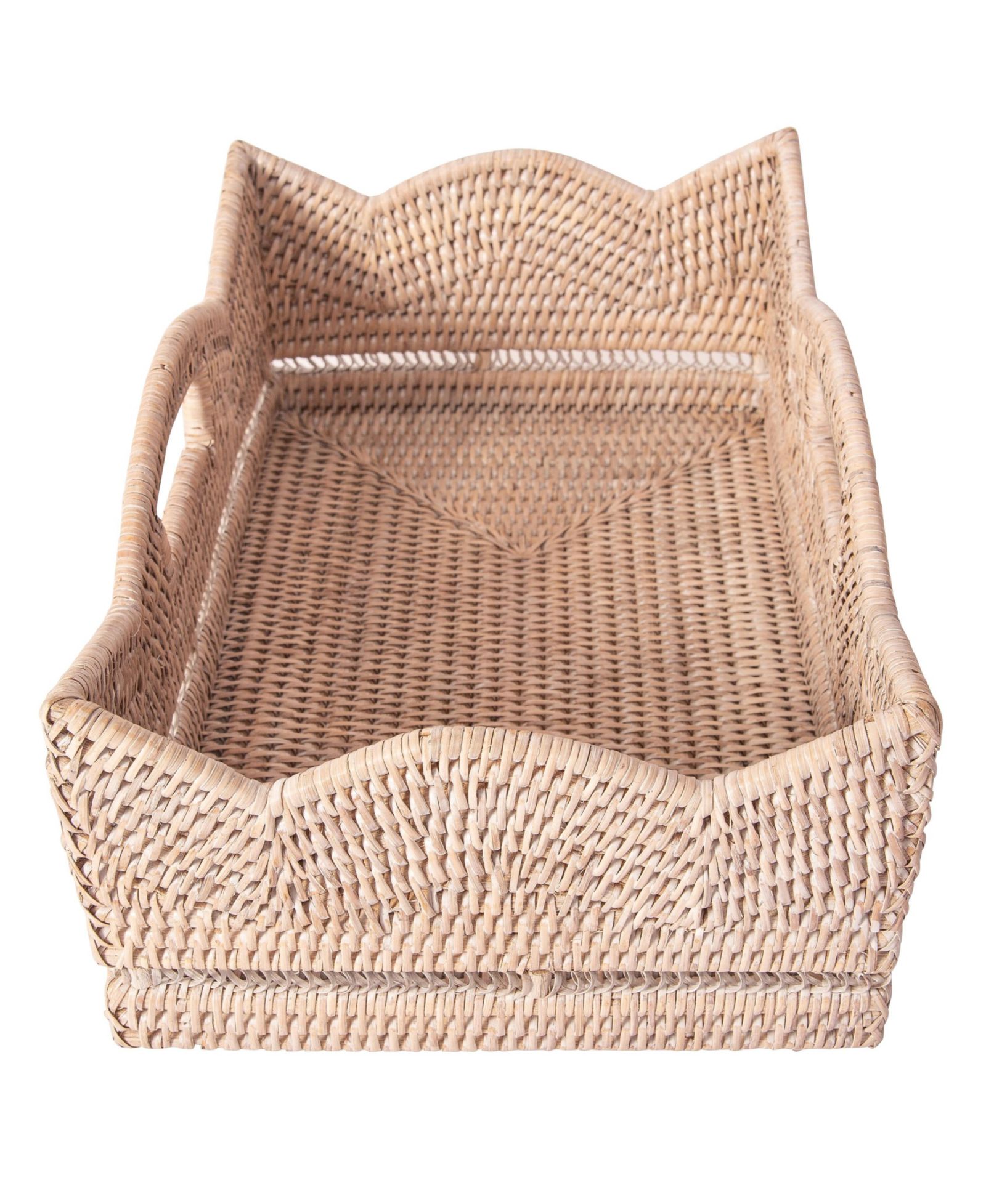 Artifacts Trading Company прямоугольная корзина-полка из ротанга с фестончатым краем