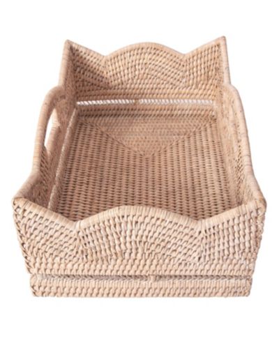 Artifacts Trading Company прямоугольная корзина-полка из ротанга с фестончатым краем