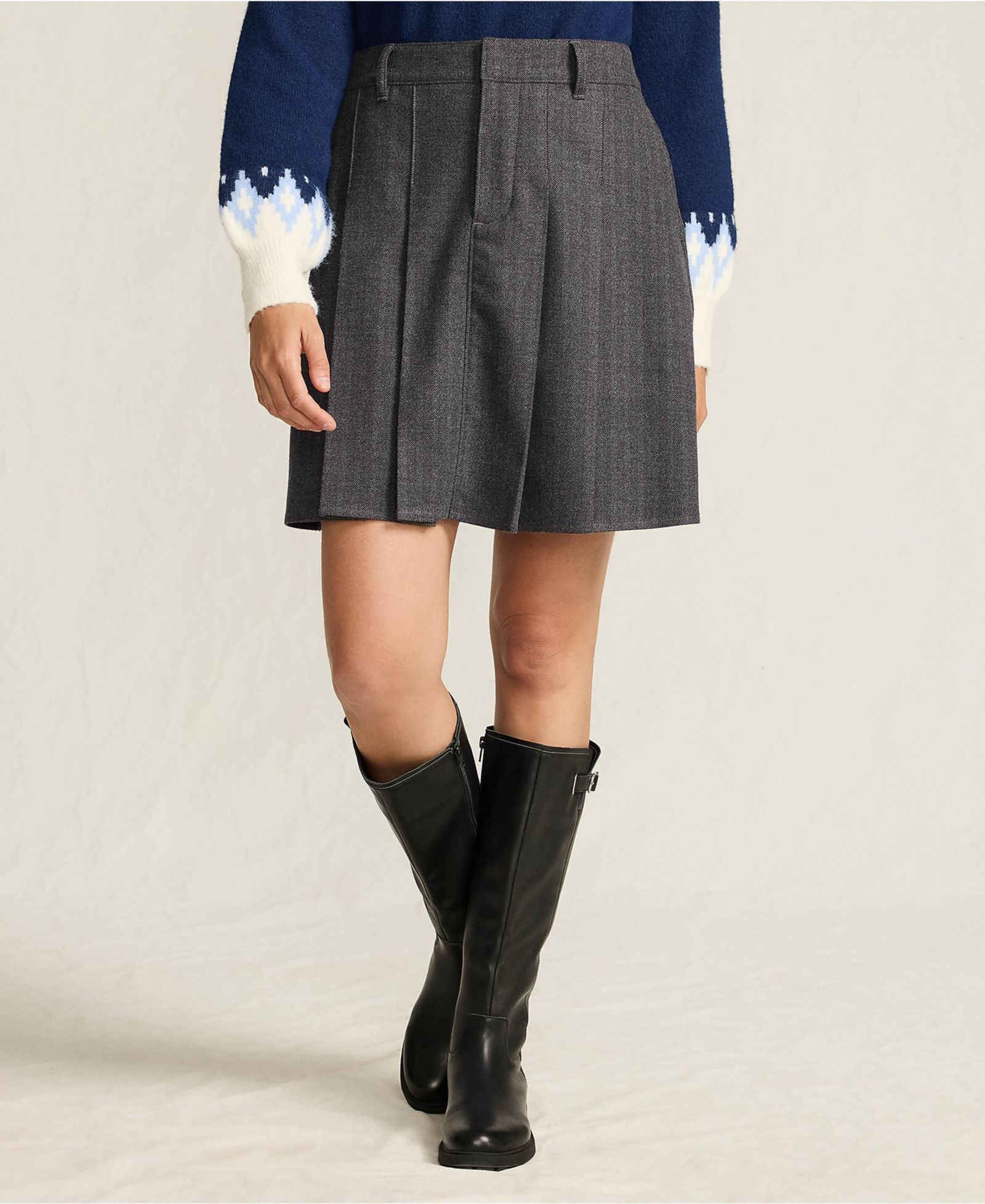Lands' End Women's Brushed Flannel Pleated Mini Skirt