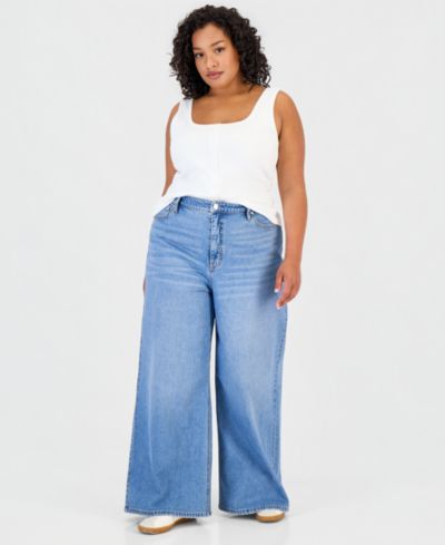 On 34th Trendy Plus Size Wide-Leg Jeans, Macy's Exclusive