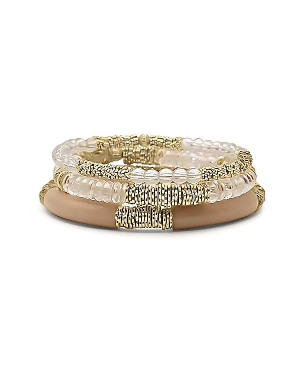 Браслет Bowood Lane Glass and Gold Plated Textured Bead Stack